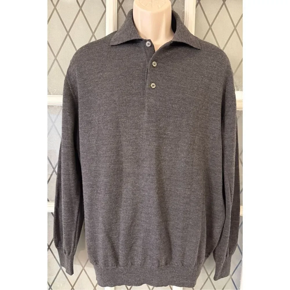 PONTE VECCHIO Italy Men's Pullover Sweater Size XLarge Gray Merino Wool - Picture 2 of 6